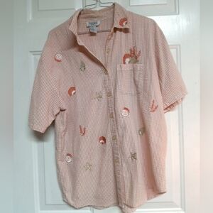 🦄 Teddi Coral Embroidered Short Sleeve Shirt